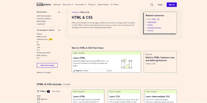 codecademy html css